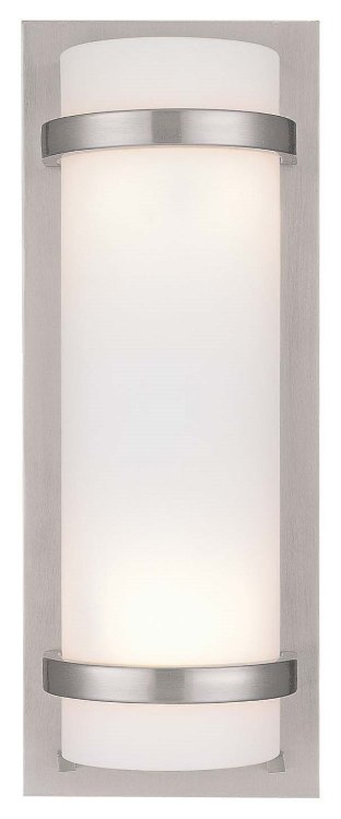 Foto para 100w SW 2 Light Wall Sconce Brushed Nickel Etched White Glass