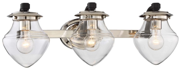 Foto para 100w SW 3 Light Bath Polished Nickel Cklear Glass