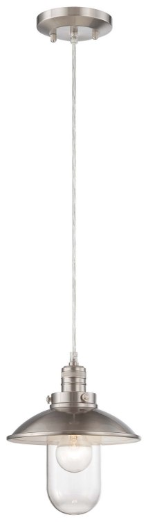 Foto para 60w SW 1 Light Mini Pendant Brushed Nickel Clear