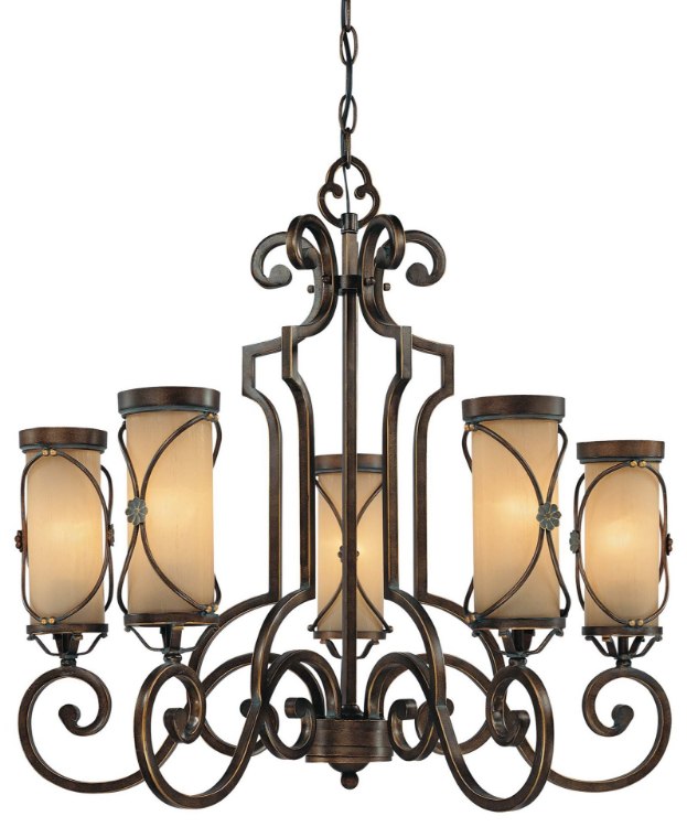 Foto para 100w SW 5 Light Chandelier Deep Flax Bronze Venata De Oro