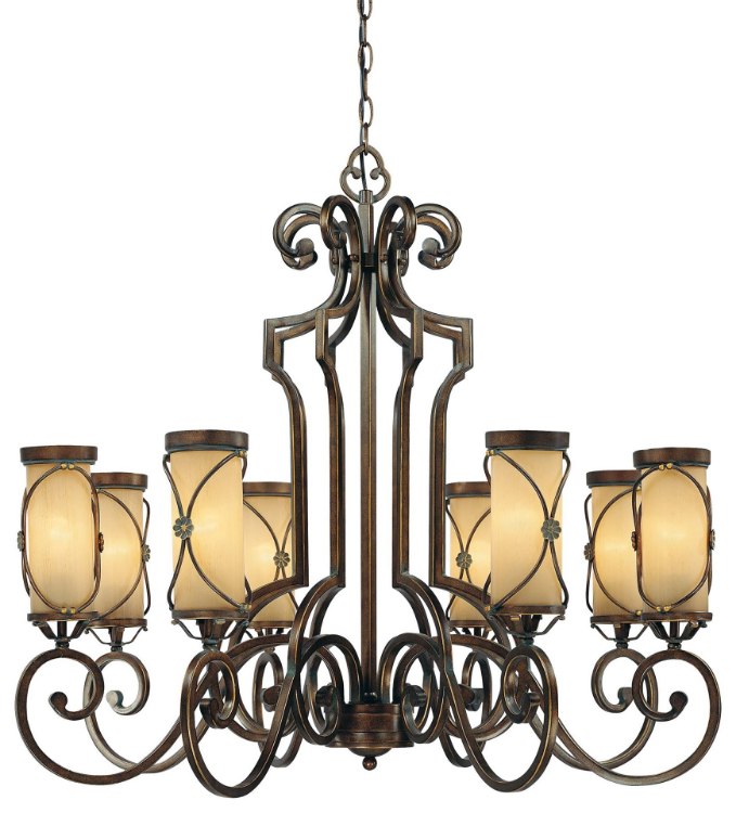 Foto para 100w SW 8 Light Chandelier Deep Flax Bronze Venata De Oro