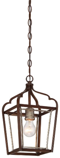 Picture of 100w SW 1 Light Mini Pendant Dark Rubbed Sienna With Aged Silver