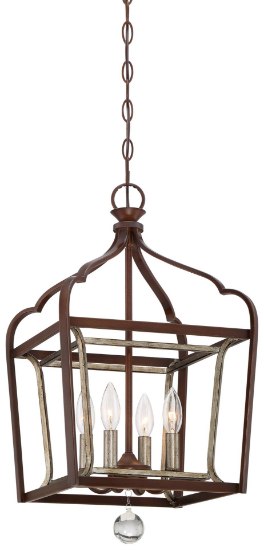 Picture of 60w SW 4 Light Pendant Dark Rubbed Sienna With Aged Silver
