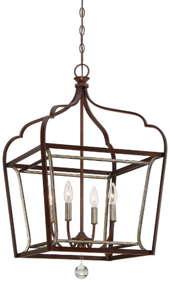 Foto para 60w SW 4 Light Foyer Pendant Dark Rubbed Sienna With Aged Silver