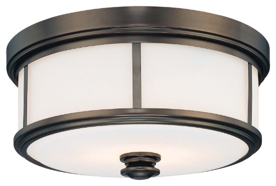 Foto para 60w SW 2 Light Flush Mount Harvard Court Bronze (Plated) Etched Opal