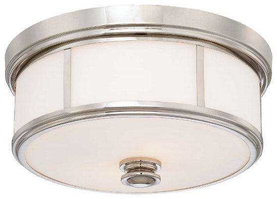 Foto para 60w SW 2 Light Flush Mount Polished Nickel Etched Opal