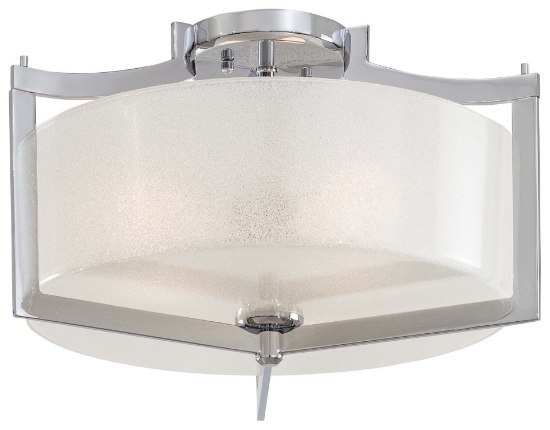 Foto para 60w SW 3 Light Semi Flush Mount Chrome White Iris