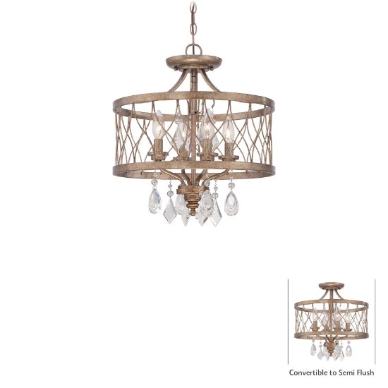 Picture of 60w SW 4 Light Mini Chandelier (Convertible To Semi Flush) Olympus Gold