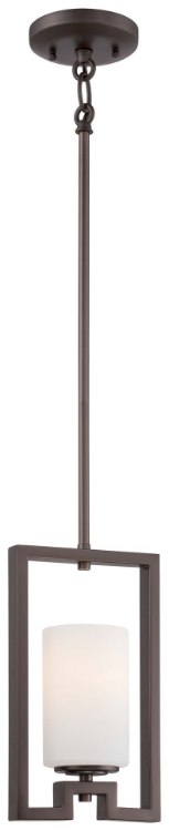 Foto para 100w SW 1 Light Mini Pendant Harvard Court Bronze (Plated) Etched White