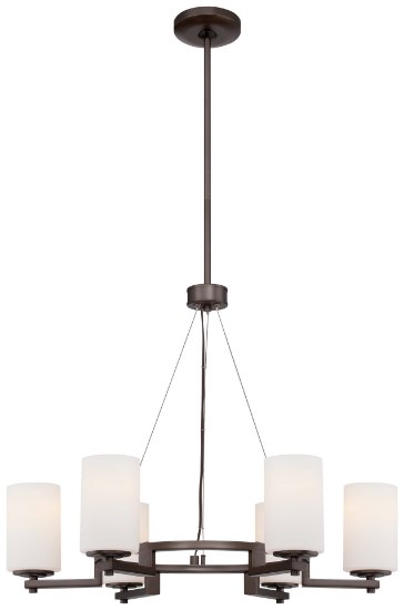 Foto para 100w SW 6 Light Chandelier Harvard Court Bronze (Plated) Etched White