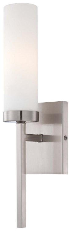 Foto para 60w SW 1 Light Wall Sconce Brushed Nickel Etched Opal