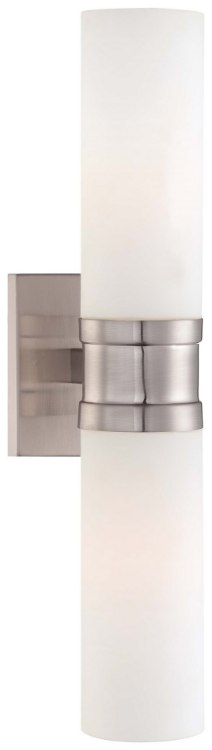 Foto para 60w SW 2 Light Wall Sconce Brushed Nickel Etched Opal