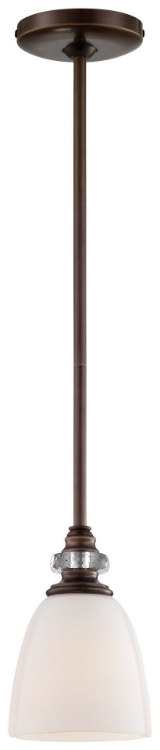 Foto para 100w SW 1 Light Mini Pendant Dark Noble Bronze Etched Opal