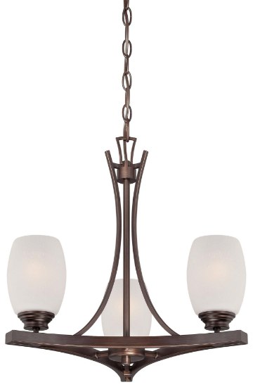Foto para 100w SW 3 Light Mini Chandelier Dark Brushed Bronze (Painted) Etched White Seeded
