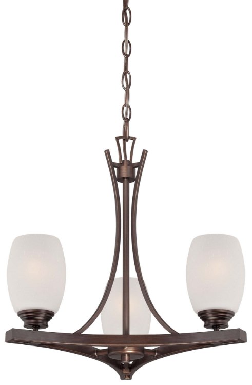 Foto para 100w SW 3 Light Mini Chandelier Dark Brushed Bronze (Painted) Etched White Seeded