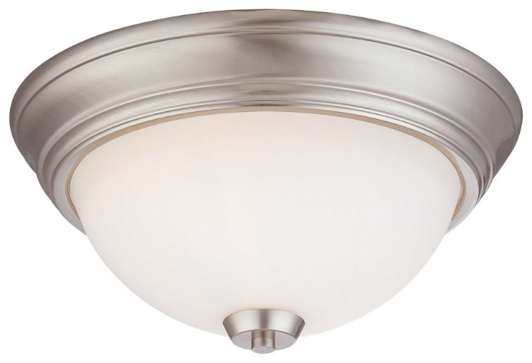 Foto para 60w SW 2 Light Flush Mount Brushed Nickel Etched White Glass