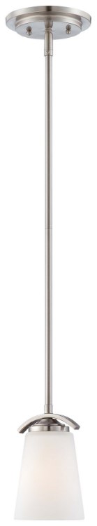 Foto para 100w SW 1 Light Mini Pendant Brushed Nickel Etched White