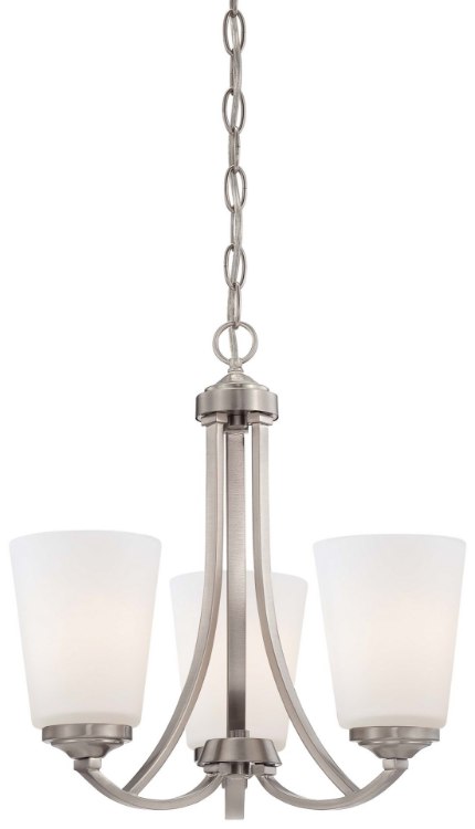 Foto para 100w SW 3 Light Mini Chandelier Brushed Nickel Etched Marble