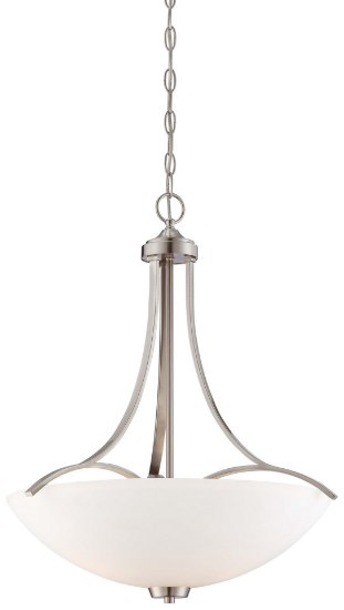 Foto para 100w SW 3 Light Pendant Brushed Nickel Etched White