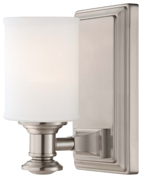 Foto para 100w SW 1 Light Bath Brushed Nickel Etched Opal