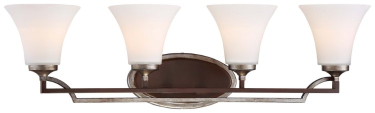 Foto para 100w SW 4 Light Bath Dark Rubbed Sienna With Aged Silver Etched White