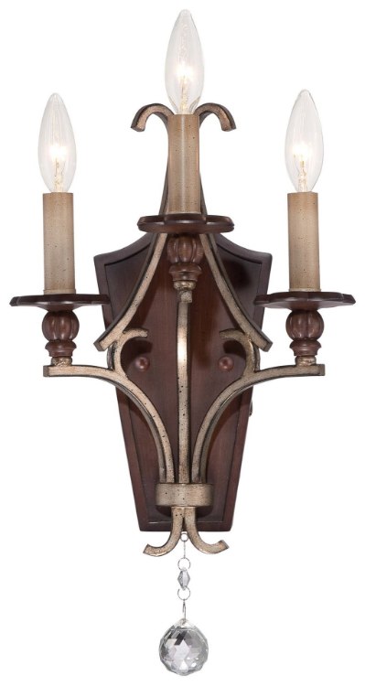Foto para 60w SW 3 Light Wall Sconce Dark Rubbed Sienna With Aged Silver