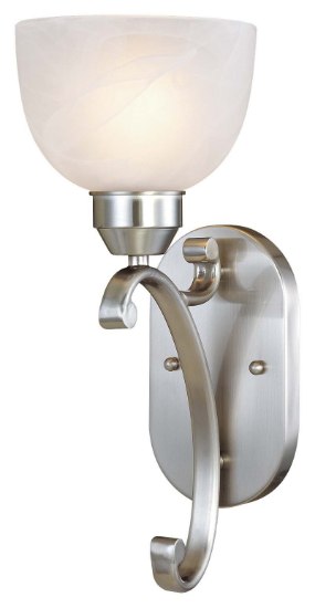 Picture of 100w SW 1 Light Wall Sconce Brushed Nickel Etched Marble Glass