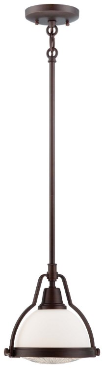 Foto para 100w SW 1 Light Pendant Brushed Bronze Etched Opal Glass