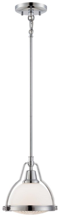 Foto para 100w SW 1 Light Pendant Chrome Etched Opal Glass