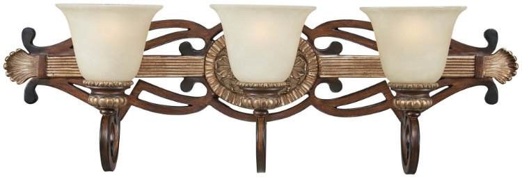 Foto para 100w SW 3 Light Bath Belcaro Walnut Aged Champagne Glass