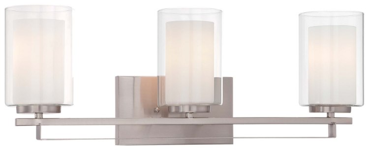 Foto para 100w SW 3 Light Bath Bar Brushed Nickel Etched White Glass