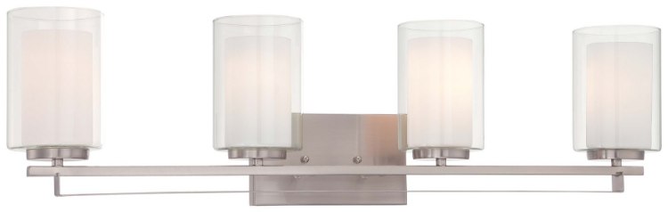 Foto para 100w SW 4 Light Bath Bar Brushed Nickel Etched White