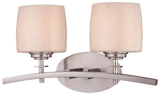 Picture of 100w SW 2 Light Bath Brushed Nickel Pearl Mist Glass