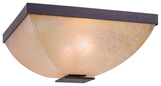 Foto para 60w SW 2 Light Flush Mount Iron Oxide Venetian Scavo Glass