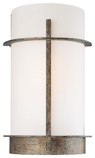 Picture of 100w SW 1 Light Wall Sconce Aged Patina Iron Etched Opal Glass