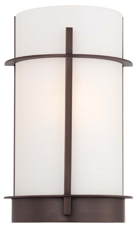Foto para 100w SW 1 Light Wall Sconce Copper Bronze Patina Etched Opal