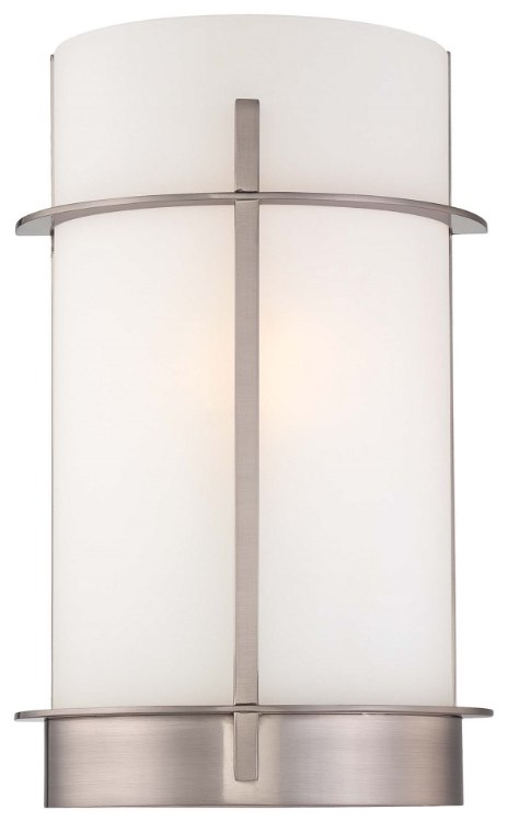 Foto para 100w SW 1 Light Wall Sconce Brushed Nickel Etched Opal