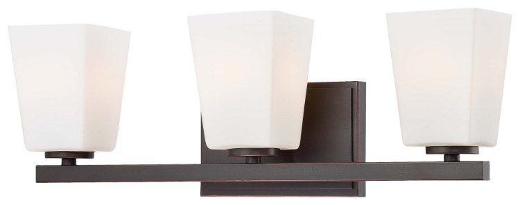 Foto para 100w SW 3 Light Bath Lathan Bronze Etched Opal Glass