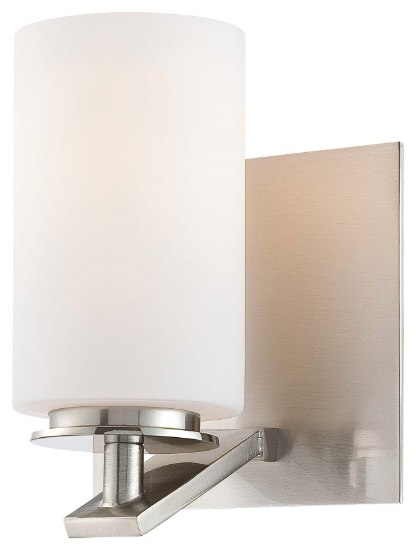 Picture of 100w SW 1 Light Bath Brushed Nickel Etched White Glass