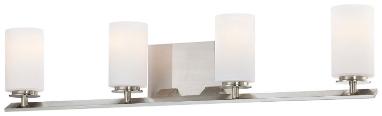 Foto para 100w SW 4 Light Bath Brushed Nickel Etched White Glass