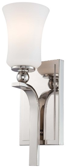 Foto para 100w SW 1 Light Wall Sconce Polished Nickel Etched Opal Glass