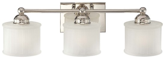 Foto para 100w SW 3 Light Bath Polished Nickel Etched Glass Box - Pleat