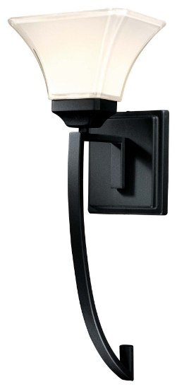 Picture of 100w SW 1 Light Wall Sconce Black Lamina Blanca Glass