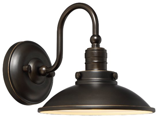Picture of 14w SW 1 Light Outdoor Wall Mount Oil Rubbed Bronze W/ Gold High Etched Opal