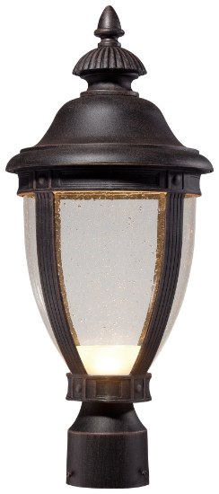 Picture of 10w SW 1 Light Led Post Mount Burnt Rust Clear Seedy Glass