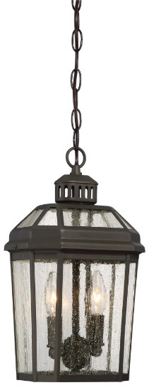 Foto para 60w SW 2 Light Outdoor Pendant Oil Rubbed Bronze Seedy Glass