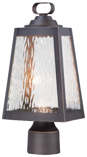 Picture of 11w SW 1 Light Led Post Mount Oil Rubbed Bronze W/ Gold Highlights Clear Water Glass