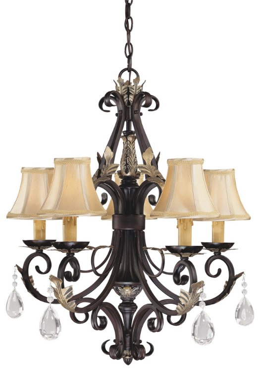 Foto para 40w SW 5 Light Chandelier Castlewood Walnut W/Silver Hl