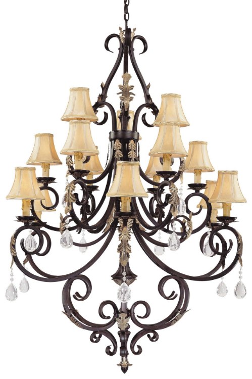 Foto para 40w SW 15 Light Chandelier Castlewood Walnutt W/ Silver Highlights