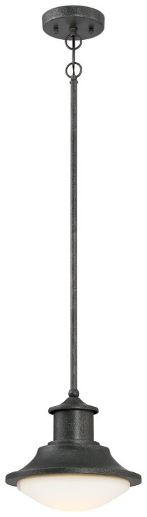 Foto para 14w SW Outdoor Rod Hung Lantern Forged Silver Etched Opal